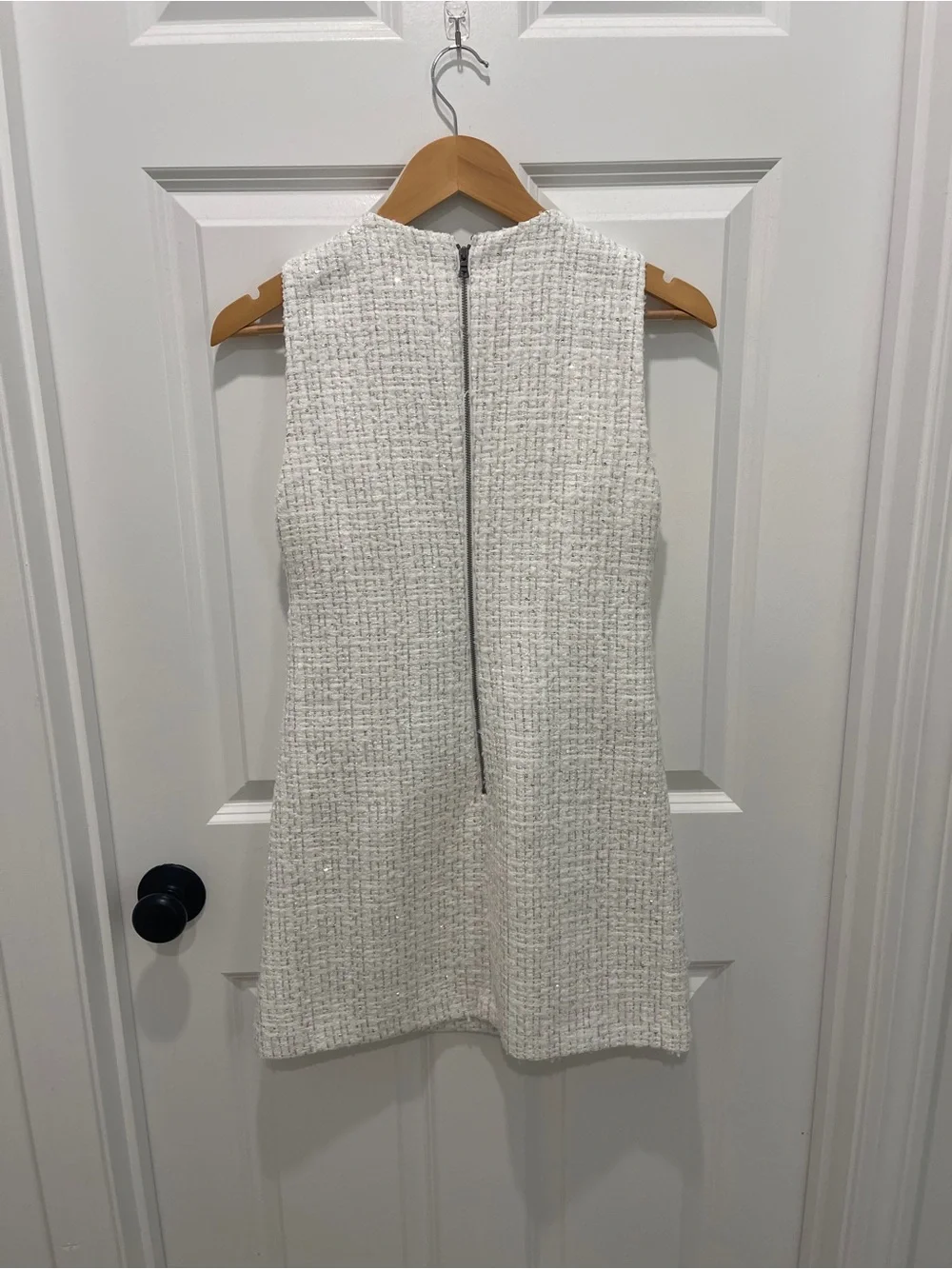 NWT Alice + Olivia Cream Textured Tweed Mini Dress - Picture 2 of 3